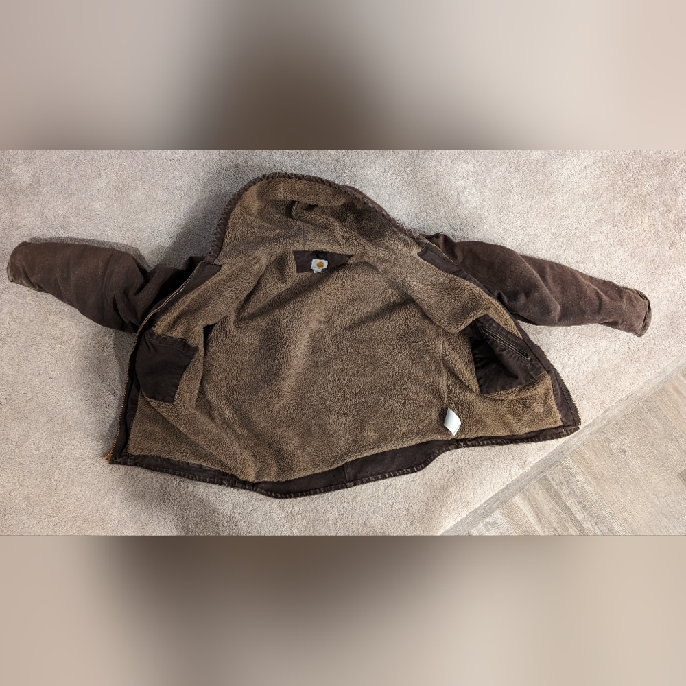 CARHARTT MEN'S WASHED DUCK SHERPA LINED HOODED WORK JACKET